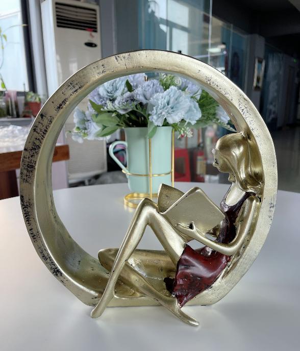 European Reading Book Yoga Girl Resin Figurines Decoration Items Home Room Desk Statue Accessories Coffee Table Sculpture Crafts