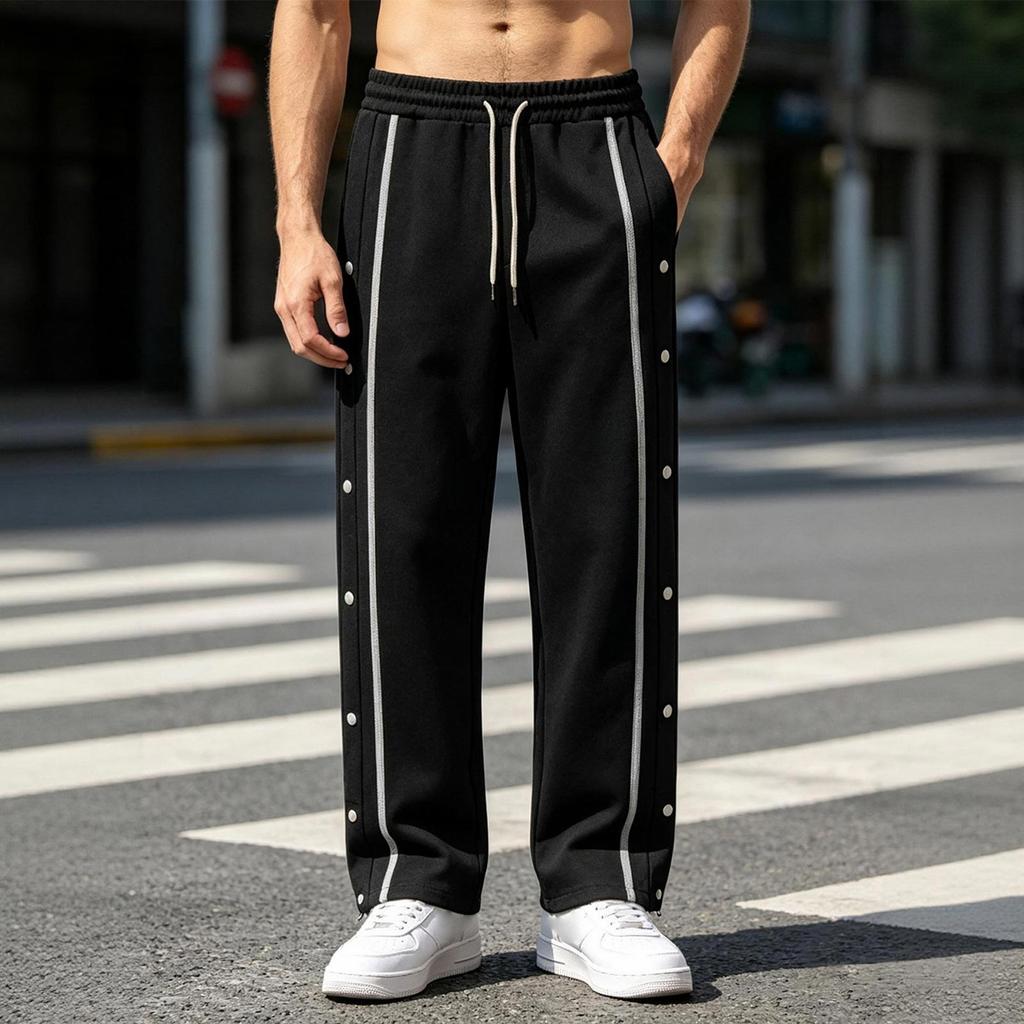 Pantalones Deportivos Casuales para Hombre, Rectos Holgados con Botón, Tallas Grandes, Pantalones de Otoño