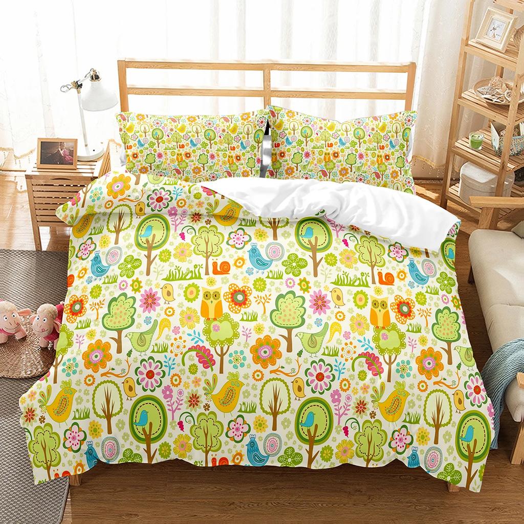Comforter Cute Birds Wild Animals Pattern Polyester Comforter With For Men Women Bedding Set King Size