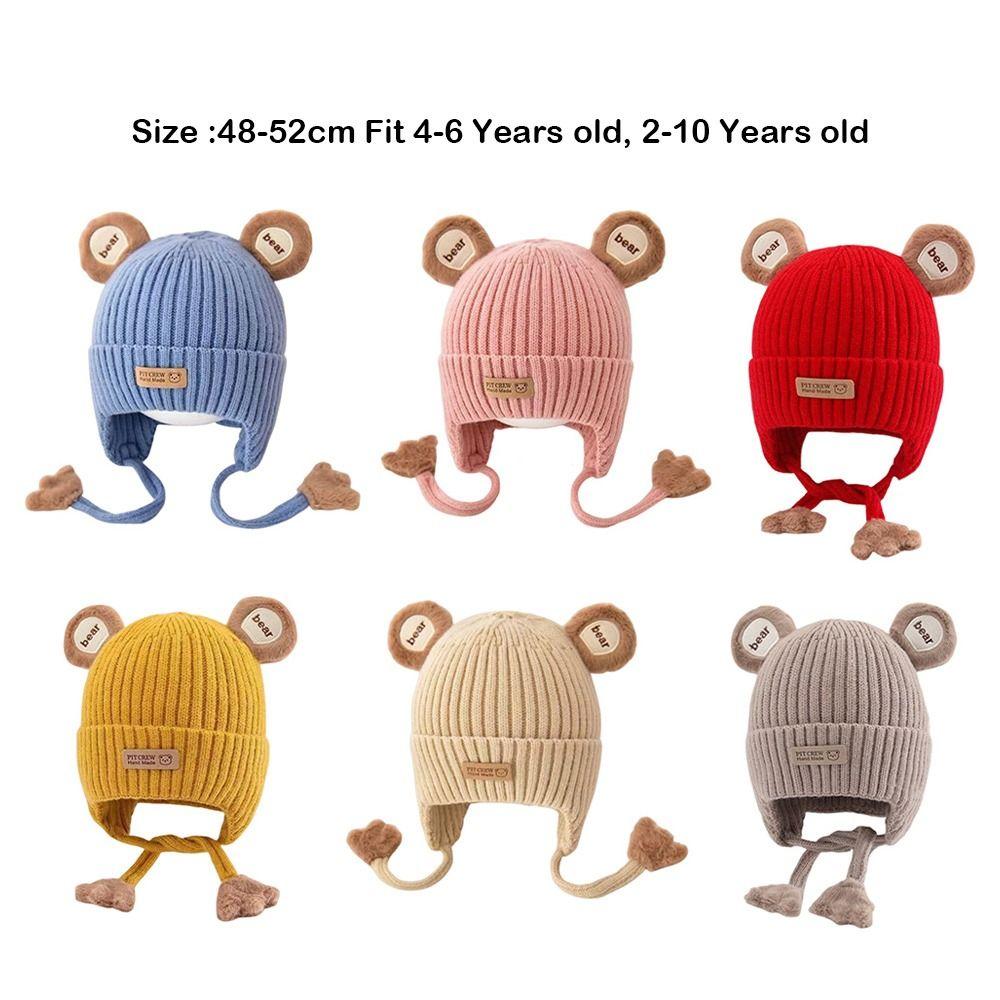 Lacing Detail Toddler Beanie Cap Cotton Lining Kids Anti-cold Cap Infant Knitted Cap Infant Use