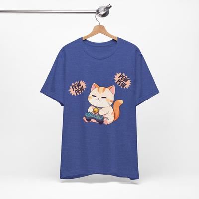 Funny Cat Video Game Unisex Tee, Gamer Shirt, Short Sleeve T-Shirt, Pew Pew Cat, Unisex T-Shirt