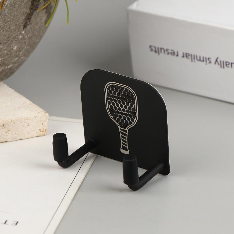 2Pcs Universal Pickleball Racket Holder Wall Mounted Racket Rack Stainless Steel Wall Hook Badminton Racket Holder