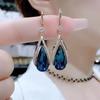 European and American Atmosphere Retro Light Luxury Atmosphere Retro Flash Diamond Blue Earrings Hong Kong Style Gentle New