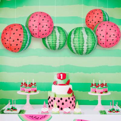 Paper Lantern Watermelon Shape Hawaii Party Beach Decorative Lantern Indoor Outdoor Festive Atmosphere Decor
