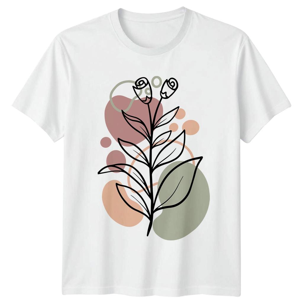 Minimalist Aesthetic Botanical Line Art Unisexs TShirt Abstract Boho Floral