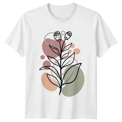 Minimalist Aesthetic Botanical Line Art Unisexs TShirt Abstract Boho Floral