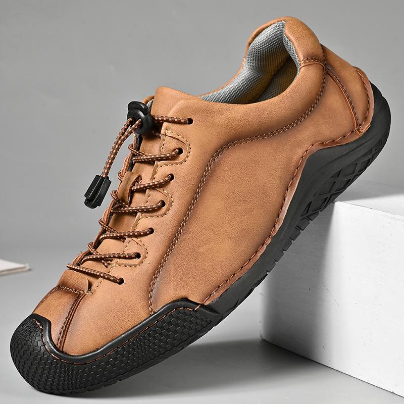 Fashion New Handmade Casual Leather Men Outdoor Antiskid Shoes High Quality Walking Breathable Hiking Driving Flats Fashion Tooling Shoe