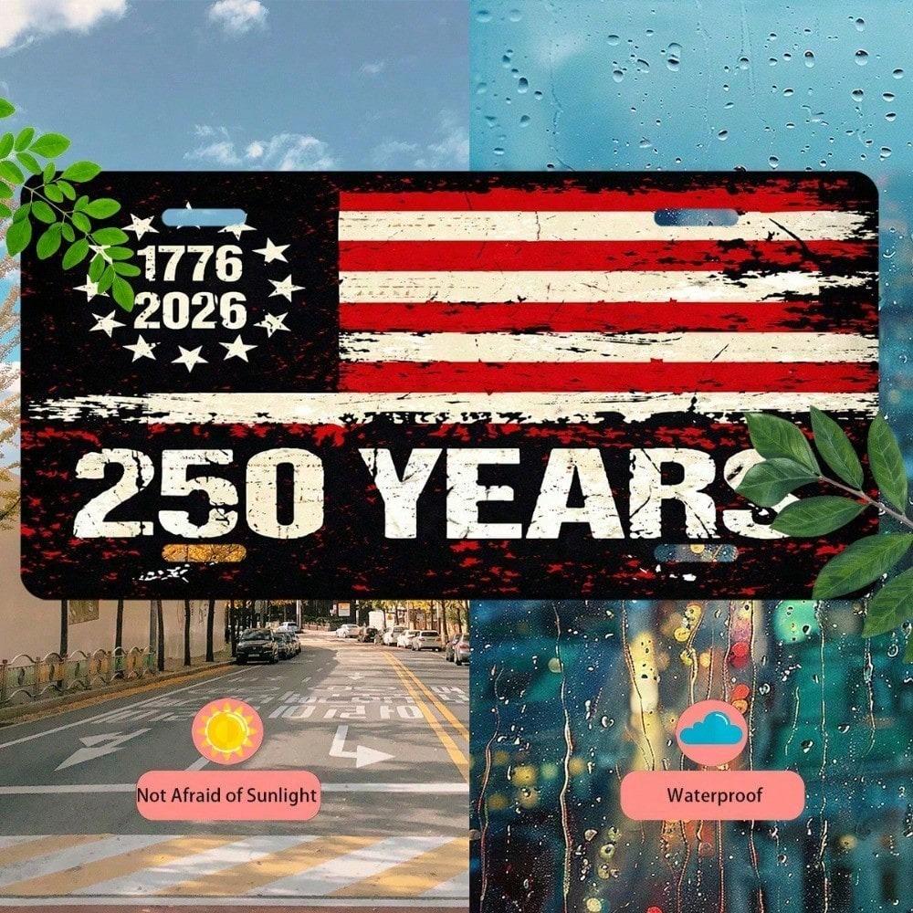 1776-2026 Patriotic License Plate 5.9x11.8in, USA 250th Anniversary Aluminum Auto Tag for Car Truck SUV, Gift for History Fans