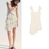 Summer New Arrival Ruffles Slim White Dress Fashion Elegant Lace Laminated Decoration Dress 2298190