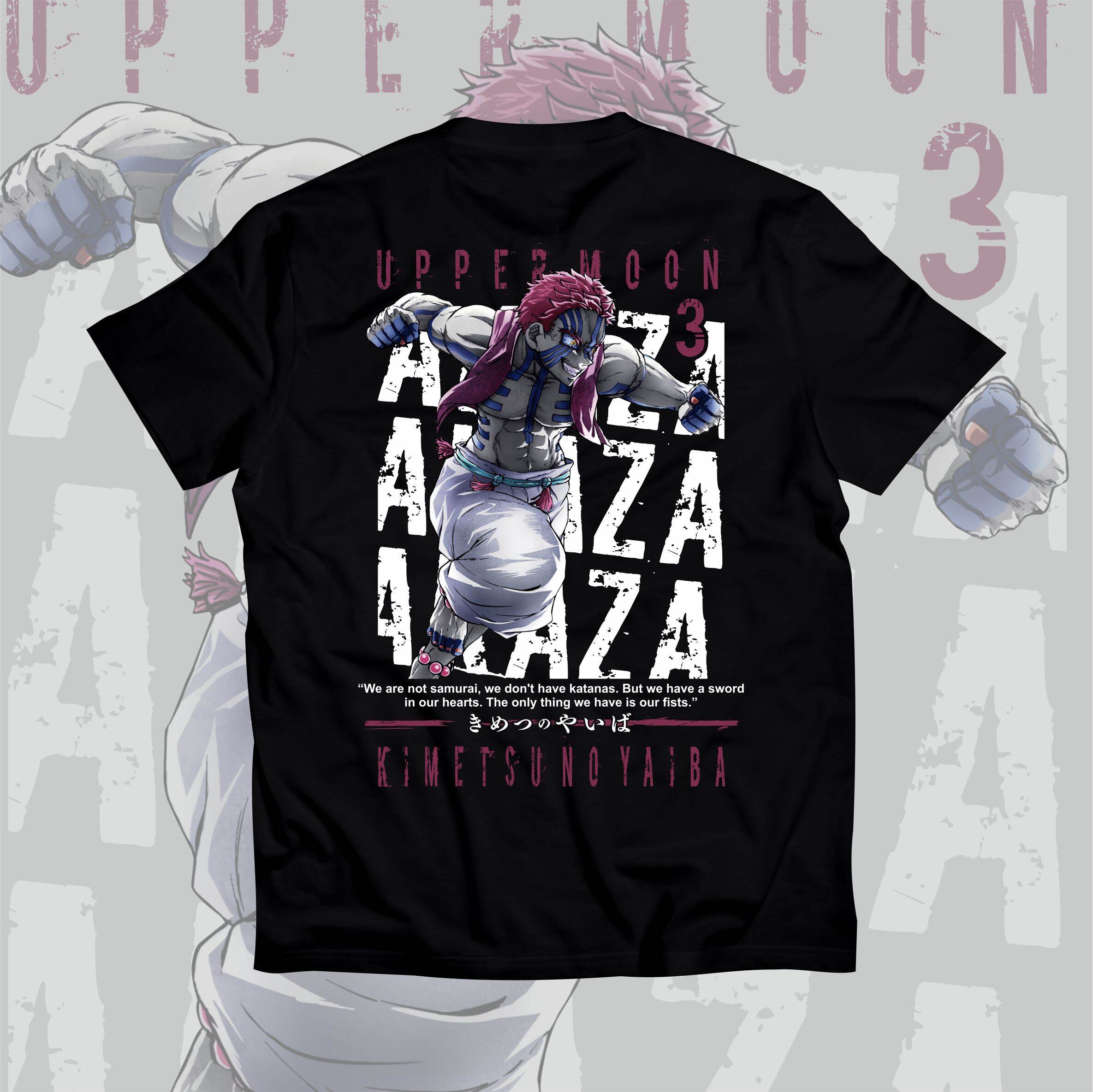 Kaos Akaza Demon Slayer 0046 Baju Anime Katun 24s Jepang Tshirt Anime Unisexga Premium S
