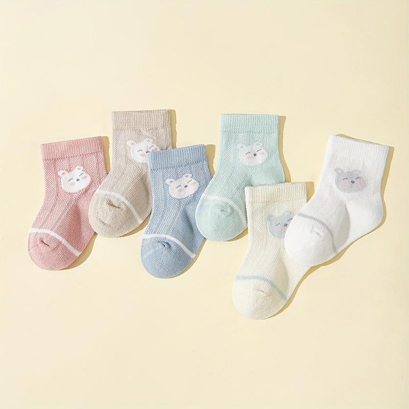 

5/6Pair Children Mesh Sock Summer Mosquito Proof Middle Tube Stockings Cartoon Animal Print Baby Short Socks 6-36M Kids Footwear fit 2-3 years