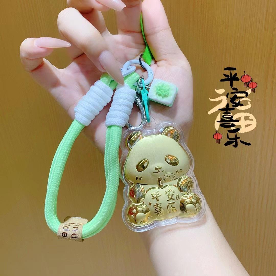

Panda Peace and Joy 999 Fine Gold Pendant Keychain Bag Charm
