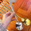 Stainless Steel Round Spoon Net Red Golden Dinner Long Handle Stirring Dessert Spoons For Kitchen Accessories Gadgets
