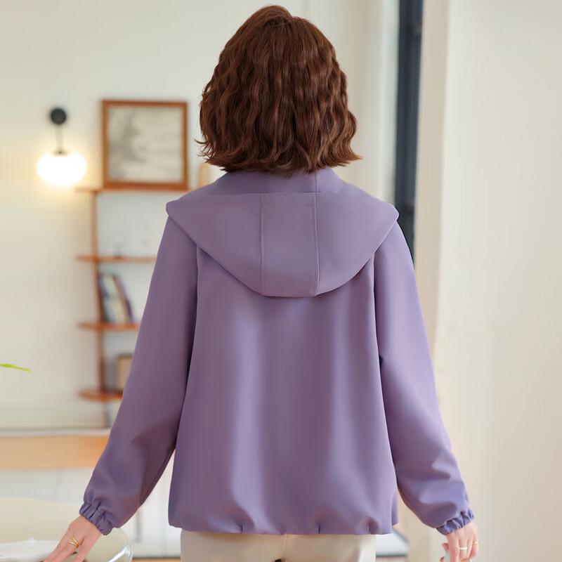 Stylish Mid-Aged Women's Hooded Windbreaker Jacket