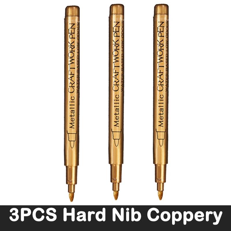 

3/6 PCS Brush Metallic Marker Pens Gold Silver Color Paint Pen Permanent Art Marker For Manga Crafts School Stationery Supplies