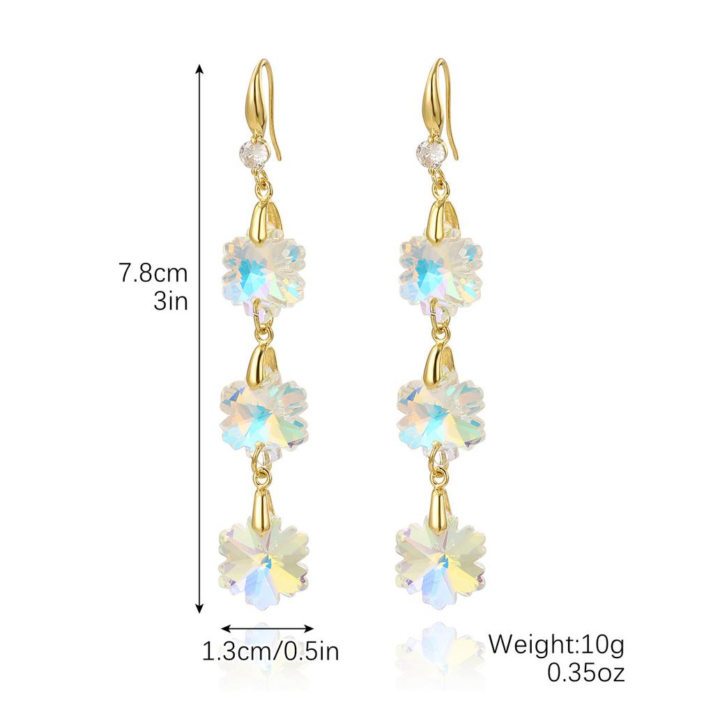 Long Exaggerated Grape Bunches Delicate Crystal Earrings Ins Light Luxury Temperament Zirconia Crystal Earrings High-grade Sense of Everyday Jewelry