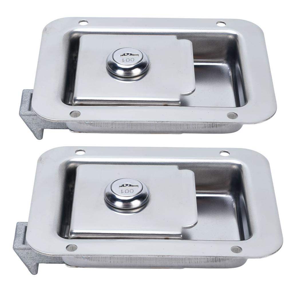 2 ST Släpvagn Paddel Dörrlås Handtag Rostfritt Stål RV Verktygslåda Paddel Panel Lås med Nycklar för Lastbil Husbil