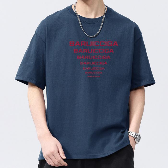 

Новая летняя мужская футболка с круглым вырезом и коротким рукавом, тонкая, повседневная, молодежная, с рукавом до локтя 3XL