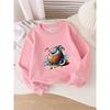 Crewneck Sweatshirt for Girls Featuring a Coconut Palm Beach Drink Splash Design, Machine Washable