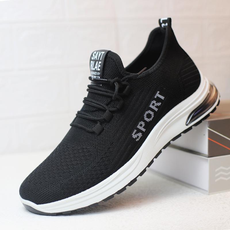 Men's casual shoes air cushion sports shoes fly-woven breathable soft sole lightweight spring new cloth shoes