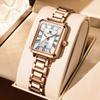 OLEVS Women's Watches 5641 Luxury Fashion Square Original Quartz Watch for Lady Rose white Dial Waterproof Date Stainless Steel
