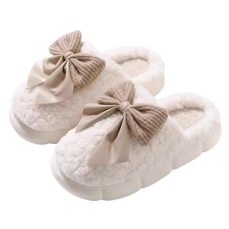 Baotou cotton slippers women autumn and winter indoor warm thick bottom couple home plush slippers women