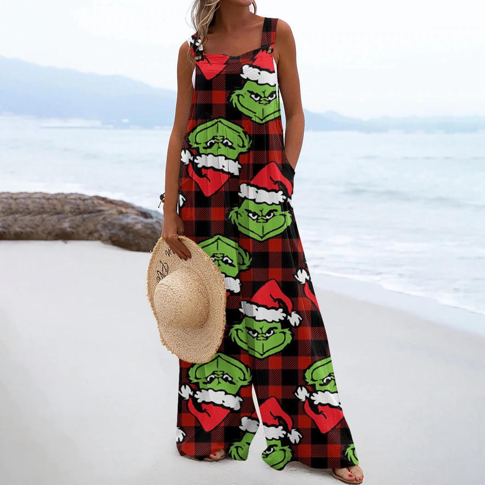 

Широкий комбинезон для женщин, повседневный свободный комбинезон без рукавов с принтом и пуговицами, длинные брюки, комбинезон с карманами XL