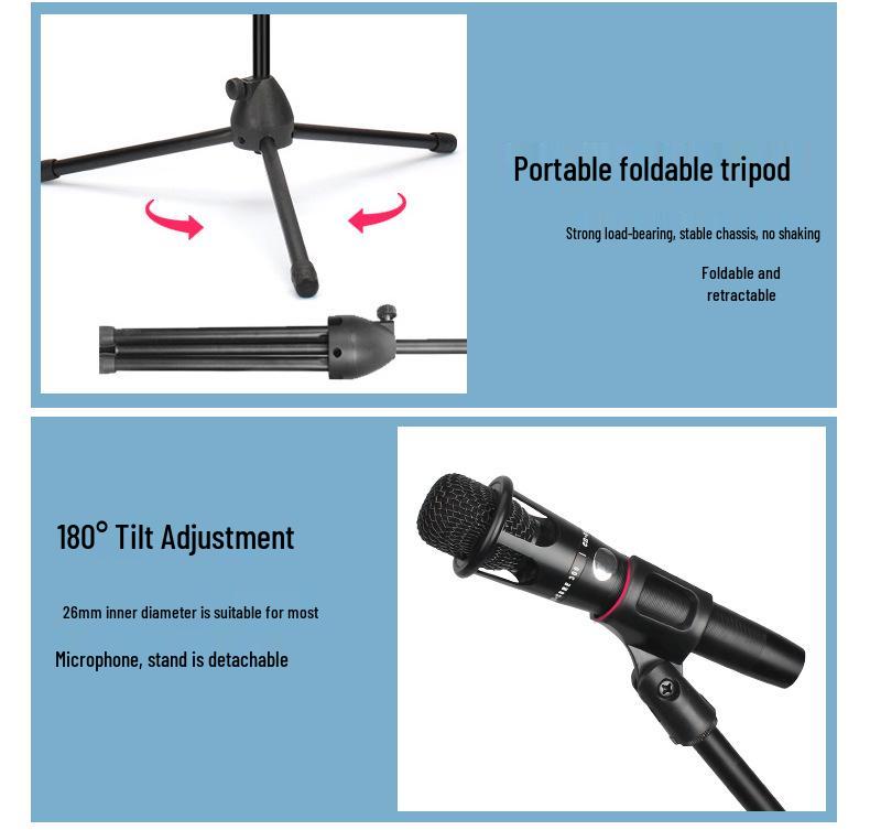 Kids' All-in-One Stage Mic with Folding Tripod for Singing & Streaming
