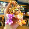 Acrylic Bear Figurine Keychain Cartoon Vibrant Color Couple's Keychain Kawaii Cute Personalized Gifts Y2k Fashion Toys Anime