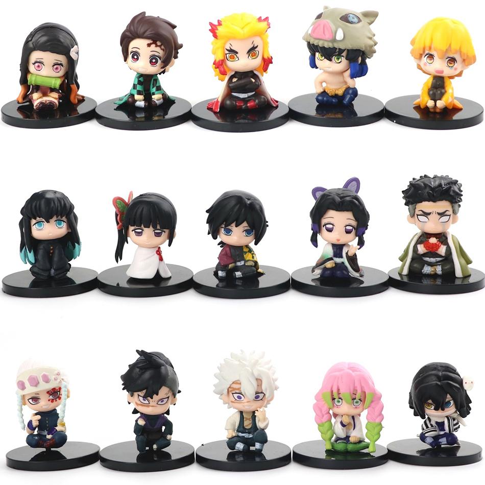 Anime Q Version Demon Slayer Sitting Ghost Doll Tanjiro Nidouzi Inosuke Zenizu Figure Action Figure Movie Model Toys Doll