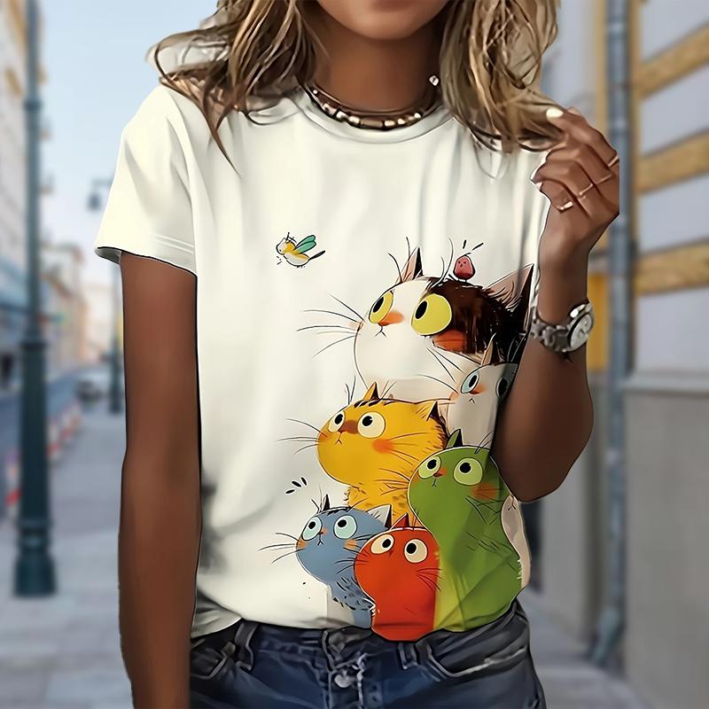 Women Summer T Shirt  Beautiful Flowers Print Retro Fashion Short Sleeve Tees Casual   Printed  Tops