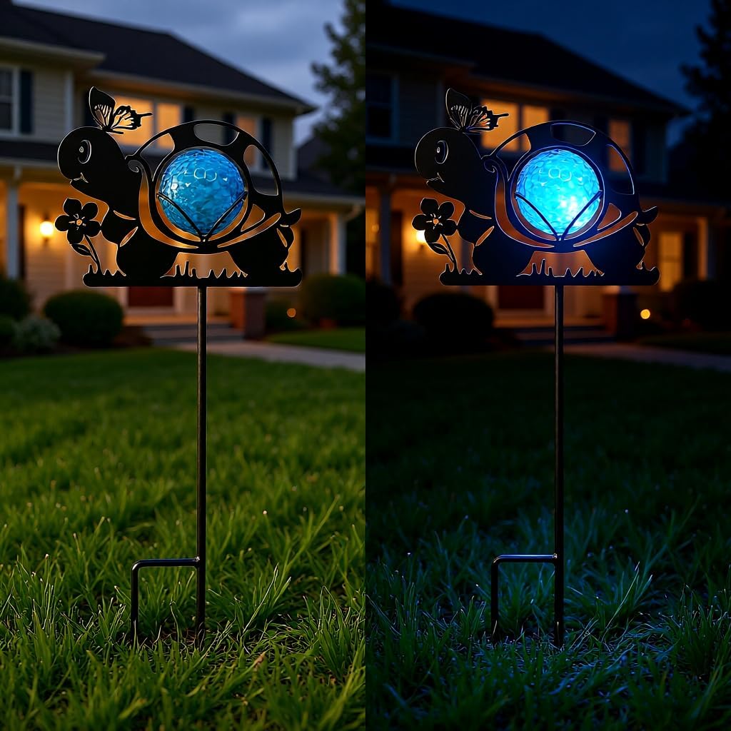 2Pcs Metal Solar Garden Stakes Outdoor Decor Waterproof Animal LED Light Cat Butterfly Bee Fairy Stake for Yard Lawn Path Gift