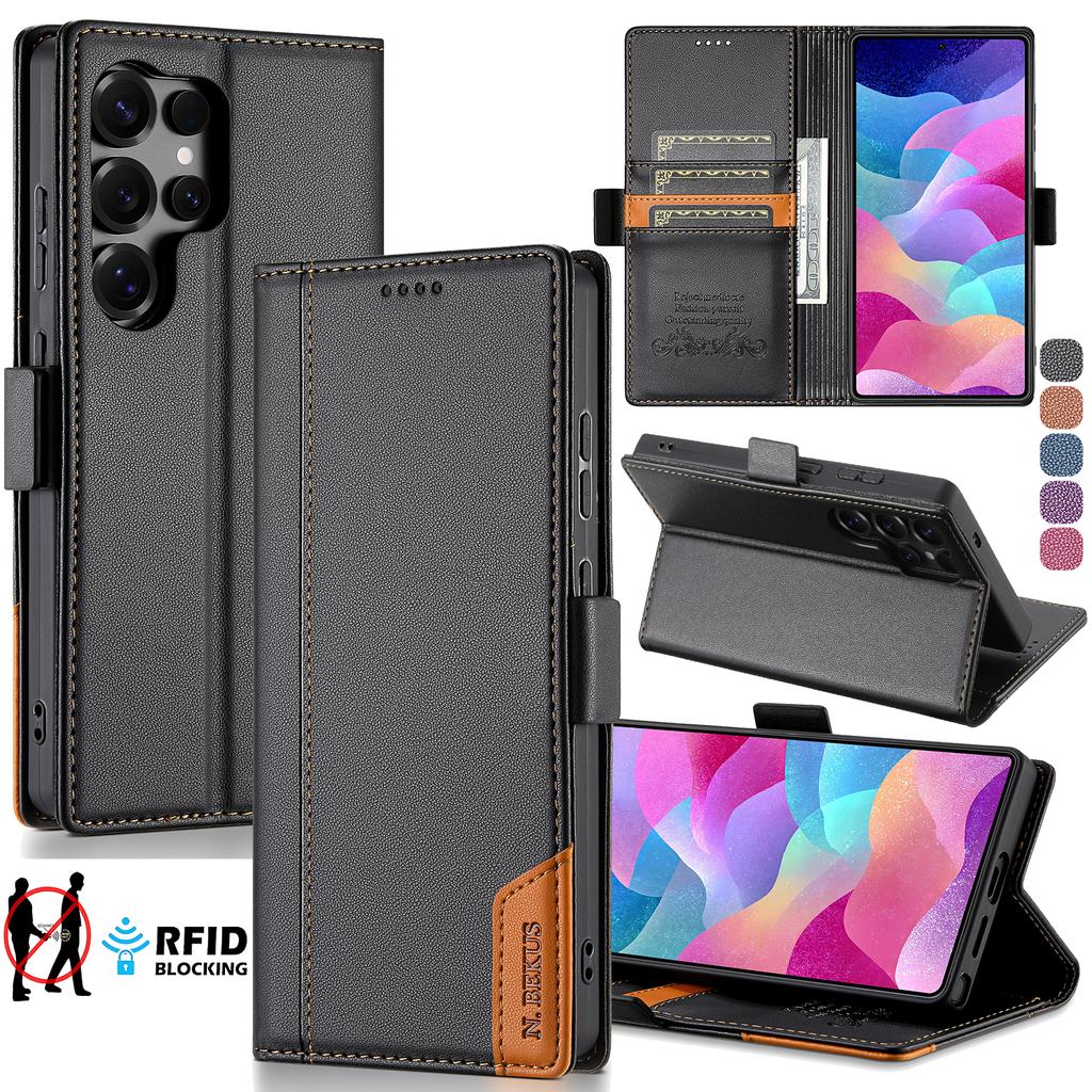 Kožené pouzdro s odklápěcím krytem pro Samsung Galaxy S25 S24 Plus S23 S22 S21 S20 Ultra FE S25Edge S10 S9 Magnetická peněženka Kapsa na karty Kryt