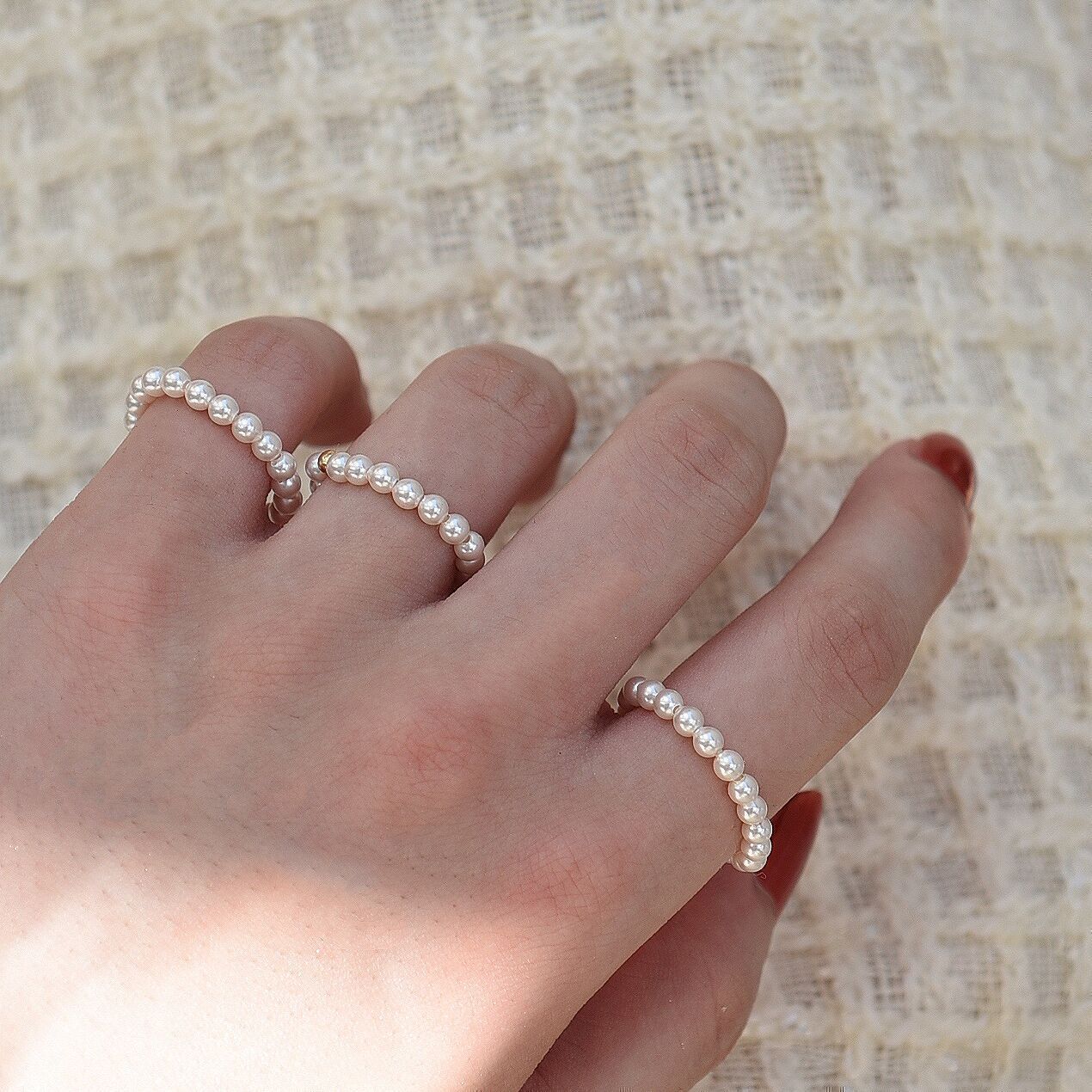 

Recommended Versatile for layering14K Gold-plated ring for girls, popular online, versatile, fashionable, with pearls, gives a high-end feel 2mm Counter11No.