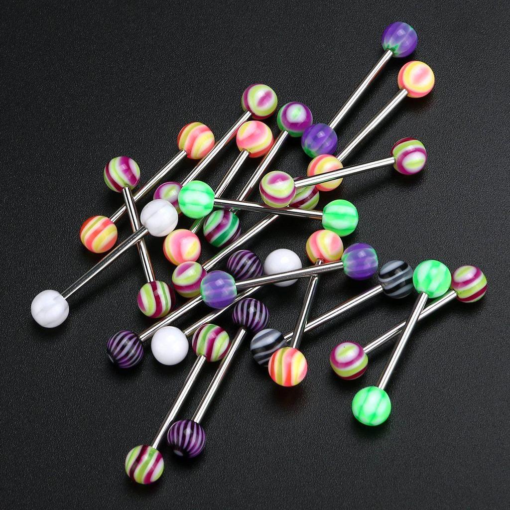 Mixed Color Acrylic and Stainless Steel Eyebrow & Tongue Piercing Set