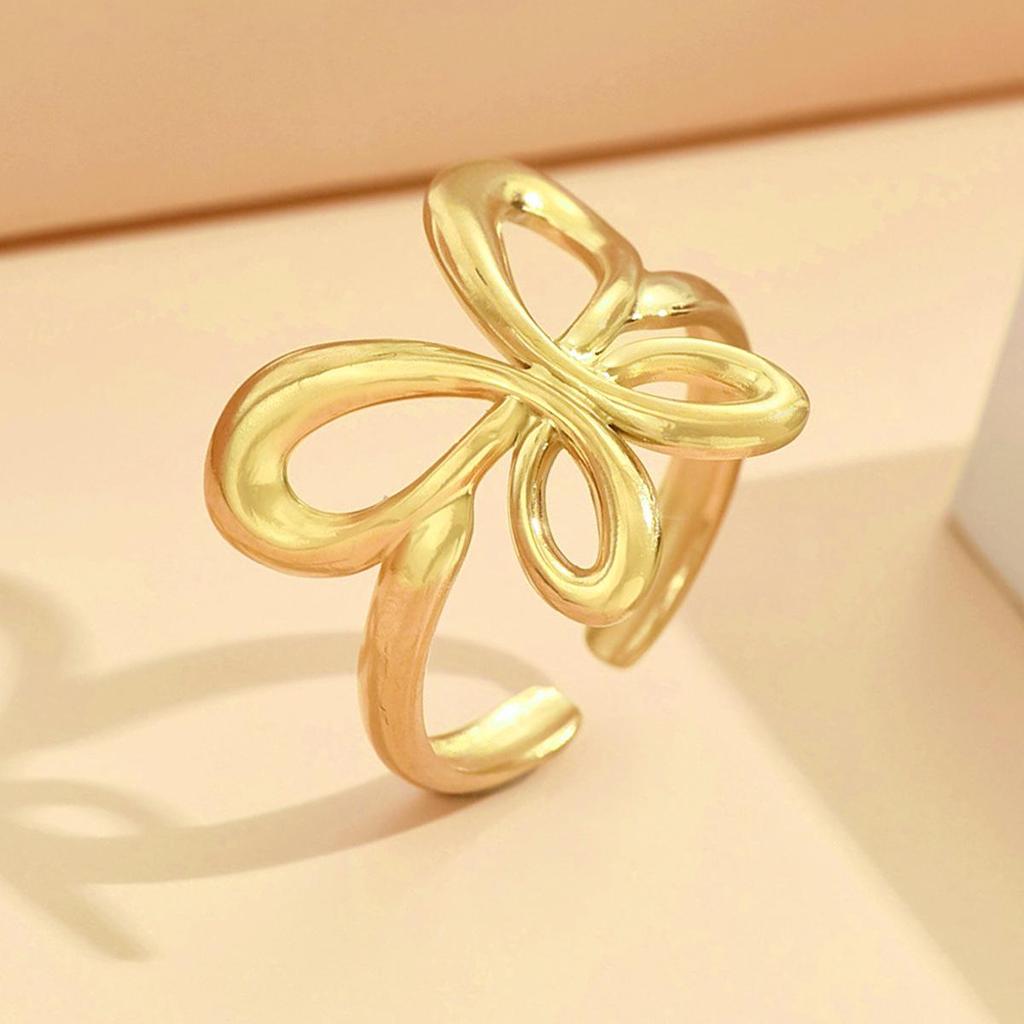 Stainless Steel Fairy Butterfly Gold Open Ring for Women - Non-Fading, Sweet Gift for Best Friends