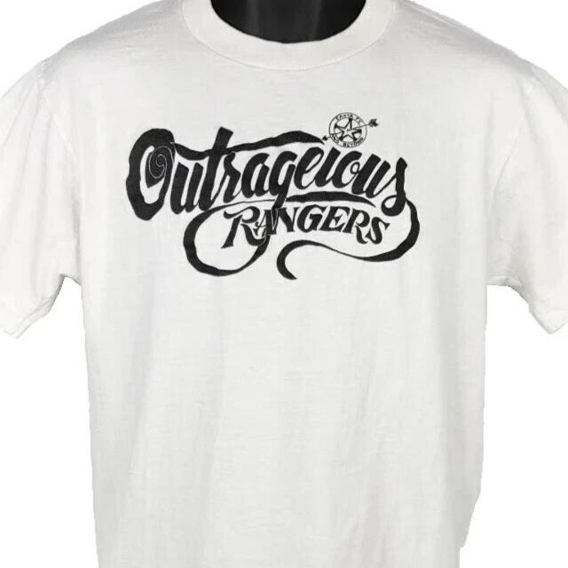 Vintage Outrageous Rangers 100% Cotton T-shirt Mens Tees Top Mens Size Medium 80s Santa Fe Made In USA 2XL