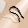 Velvet Imitation Pearl Bow Necklace - French Style Clavicle Jewelry for Women