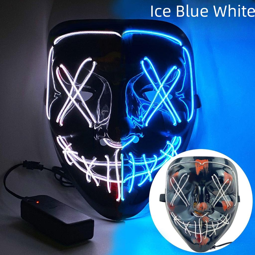 Halloween Neon Led Purge Mask Masque Masquerade Party Masks Light Grow In the Dark Horror Mask Glowing Masker