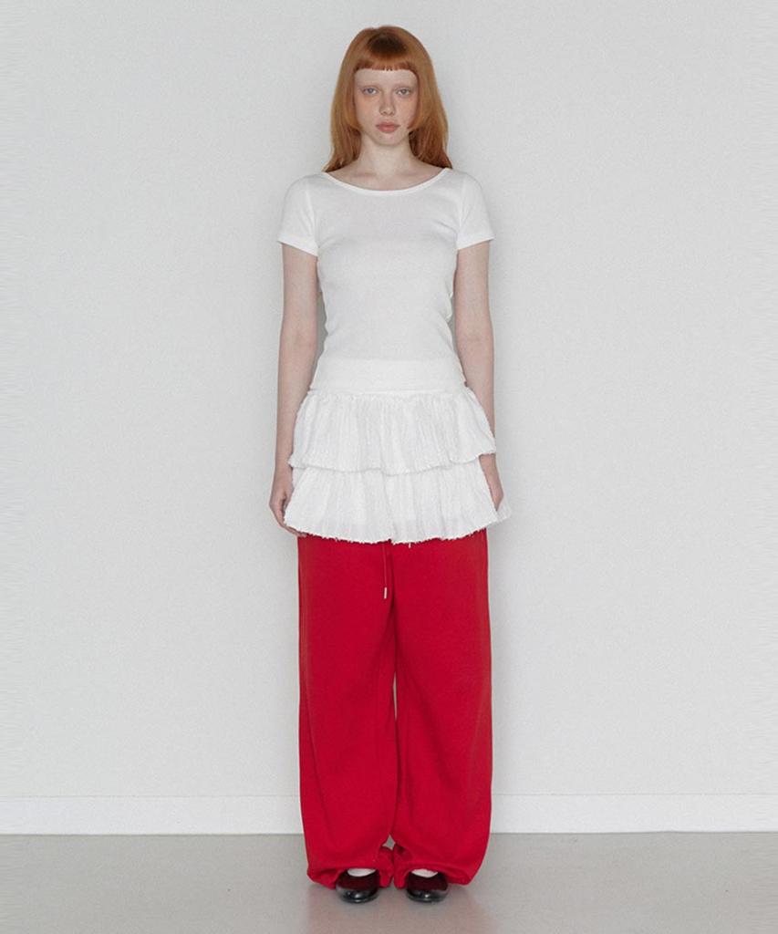 Lense Back Point Boat Neck Half Tee White