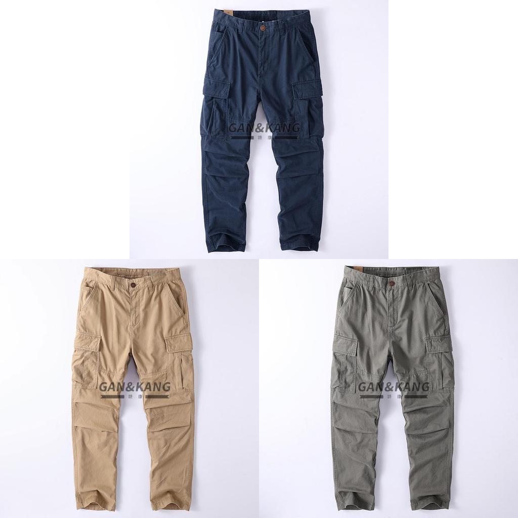 Pantaloni da Lavoro Vintage da Uomo Pantaloni Cargo in Cotone con Tasche Multiple per Uso Casual