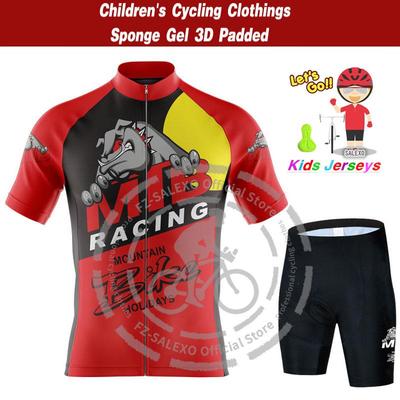 Kids Summer Cycling Jersey Set Cartoon BOY AND GIRL Short Sleeve Bike Uniform Sports Bicycle Clothing Children MTB Clothes Wear