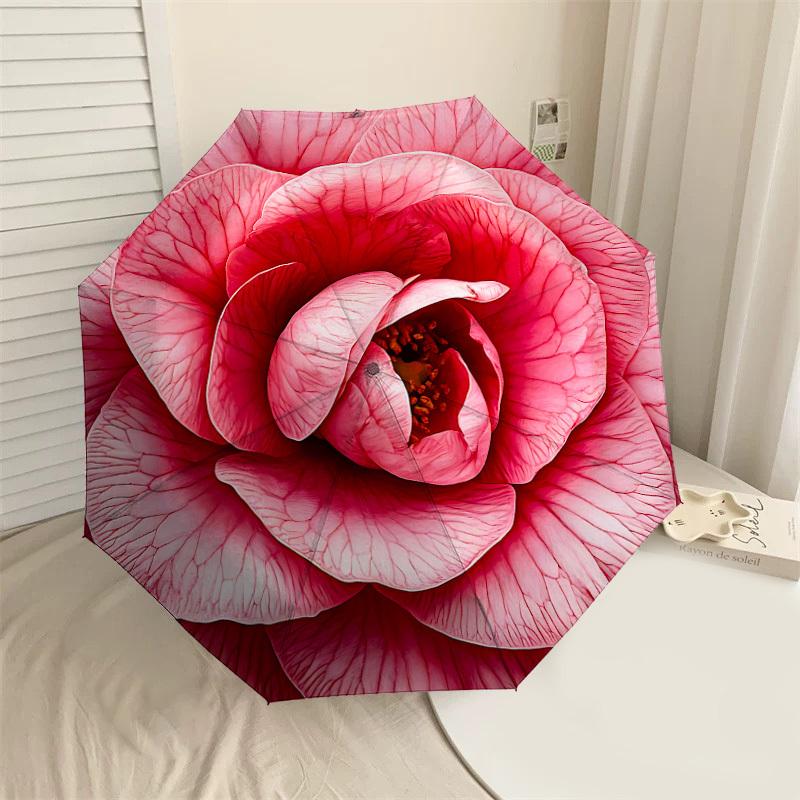 

1PC Rose Petals Umbrella-8-Rib Reinforced, Automatic Open, Lightweight & Durable, Cute Fashion Accessory for Outdoor-F2715