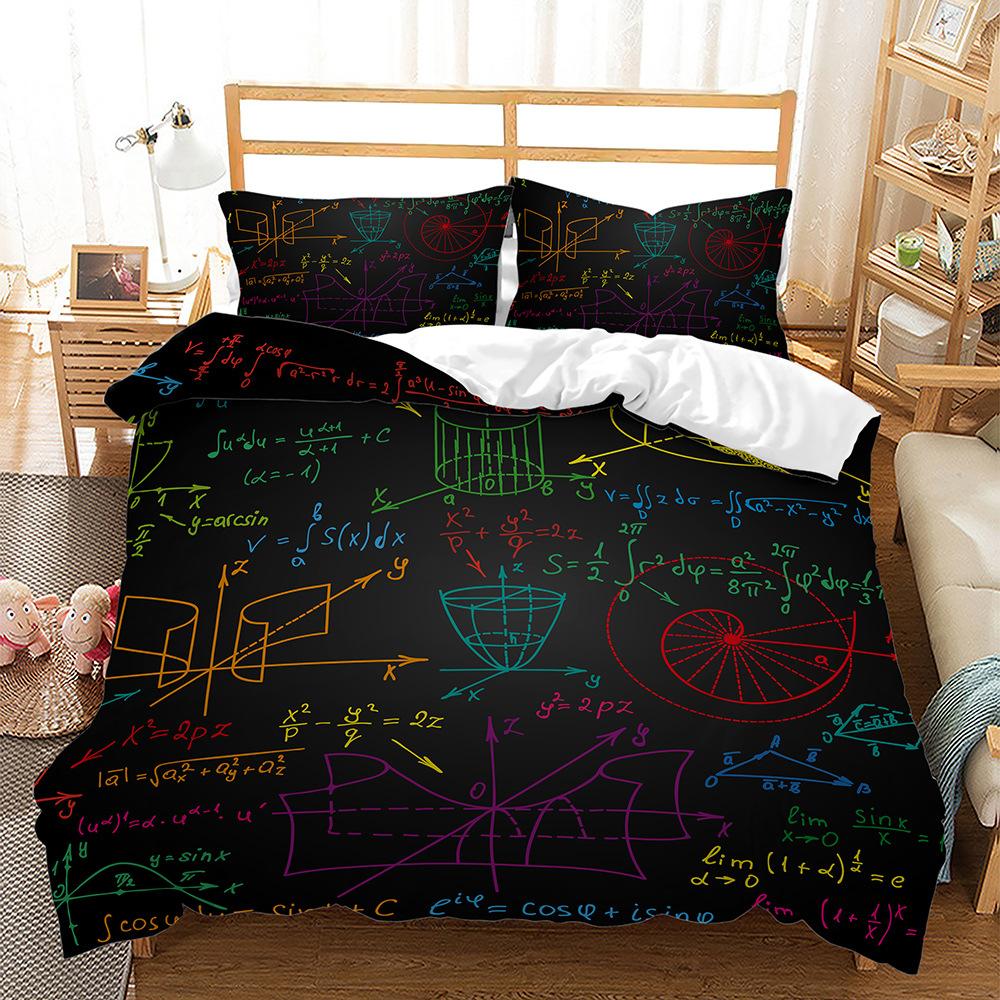 Quilt Cover Math Geometry Equation 3D Three-Piece Digital Kit
