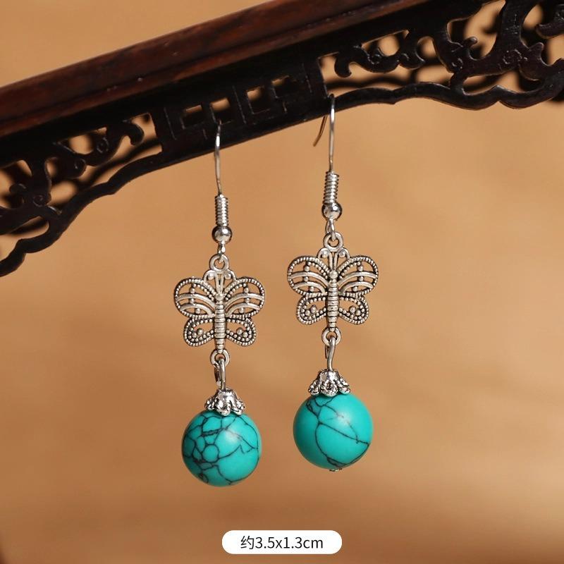 Original Design Earrings Simple High-end Turquoise Earrings Retro Long Earrings Women