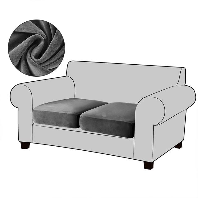 White Velvet Sofa Seat Cushion Cover Elastic For Living Room Corner Couch Cover Stretch Sofas Case Seat Slipcover 1 2 3 4 Seater for Home