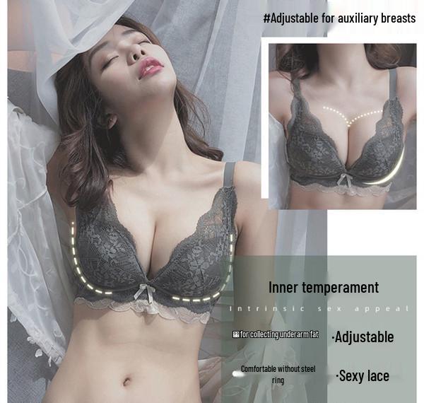 Sexy Lace French Bra & Panty Set: Enhances Small Bust, Reduces Side Boobs, Anti-Sag, Shaping