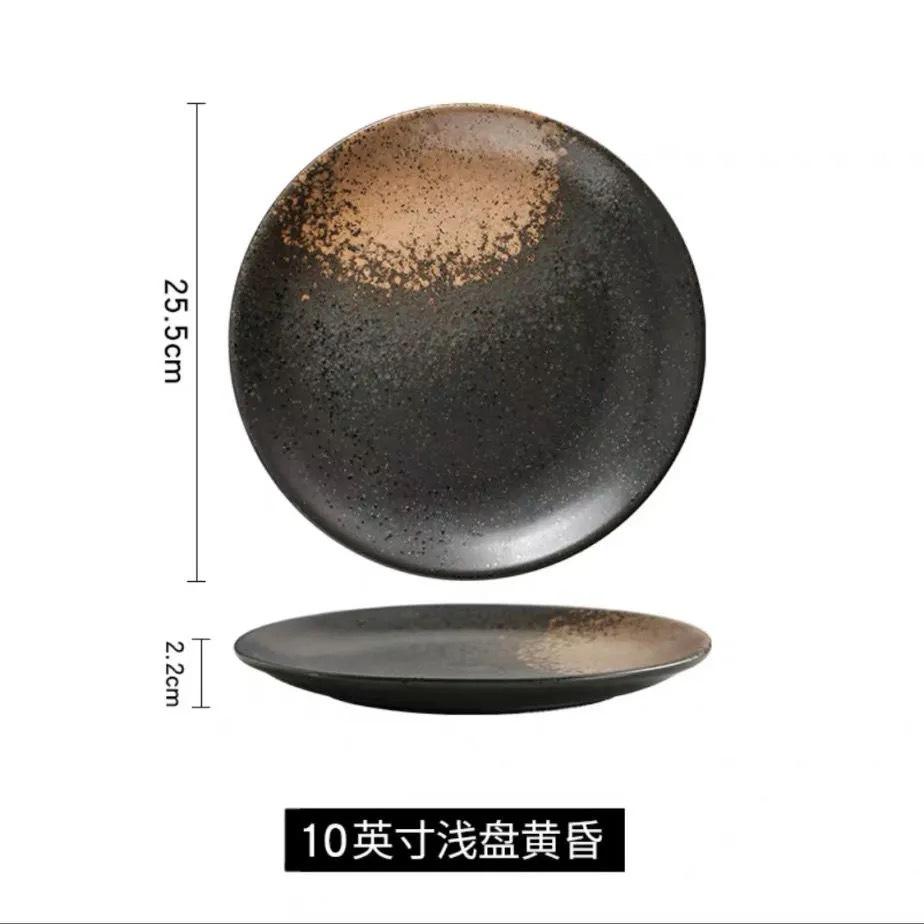 Ceramic Dinner Plates Creative Japanese Style Glaze Round Steak Salad Fruit Dessert Food Plate Kitchen Tableware Gift