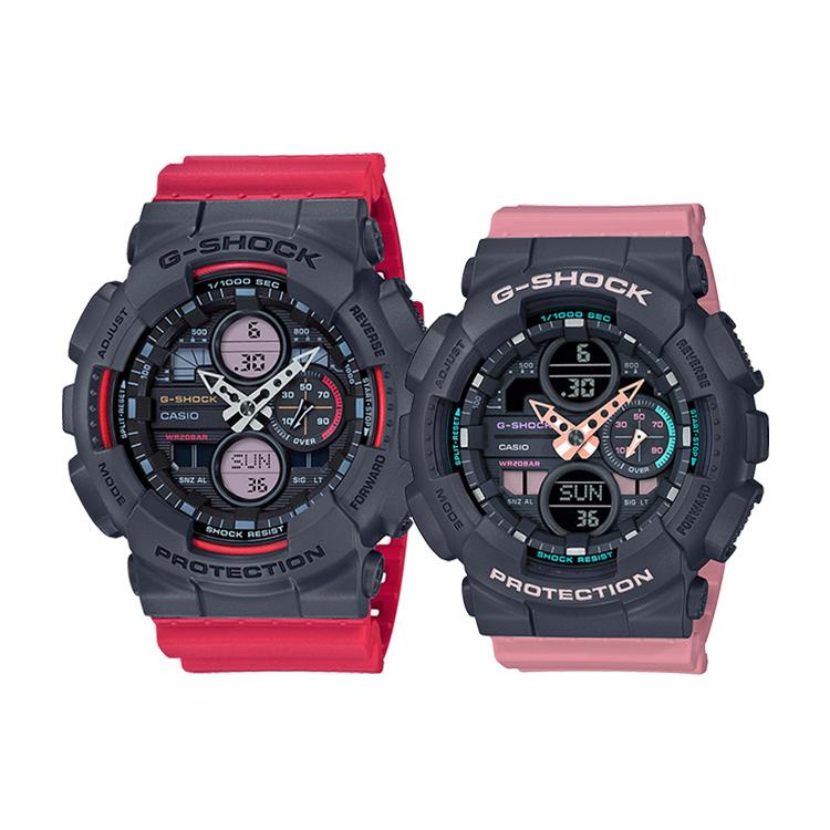 CASIO Unisex Pair Table Series Black Watch GA-140-4APR&GMA-S140-4APR