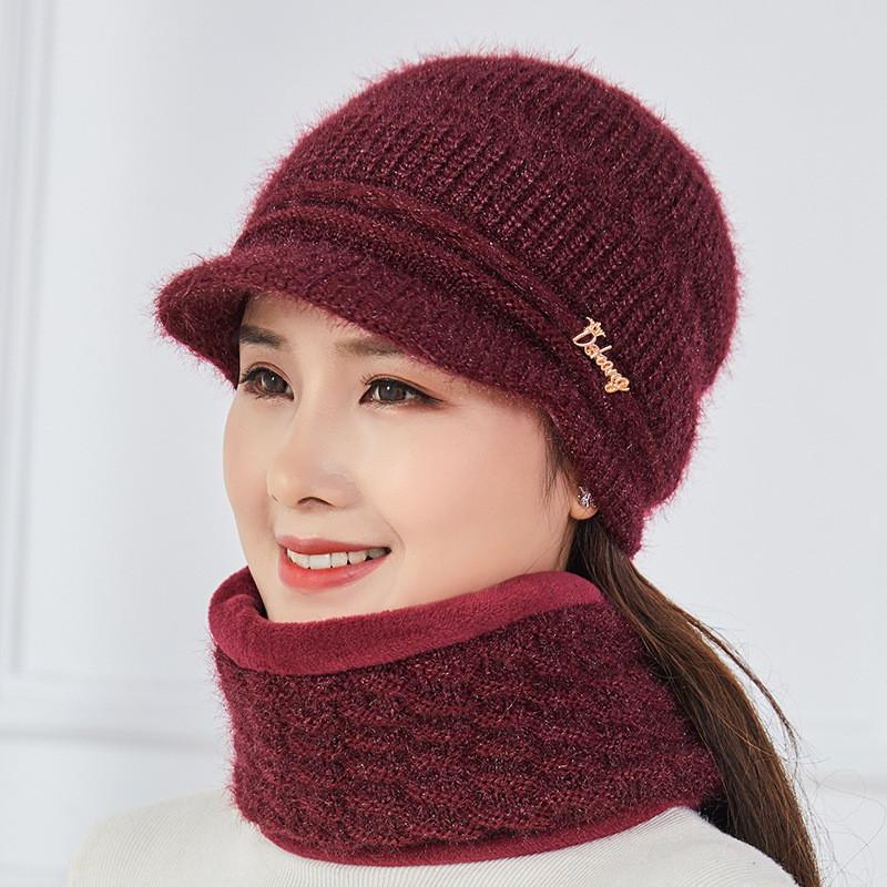 

Cozy Polyester Knitted Hat With Windproof Design For Adults Winter Sports Deep Burgundy